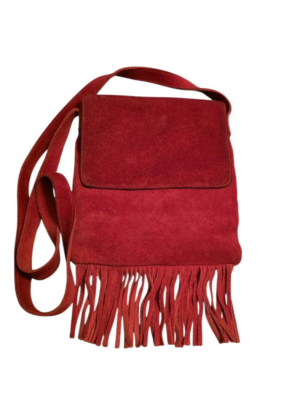 Vtg 90s Arizona Jean Co Suede Fringe Crossbody Bag Boho Western Festival Indie